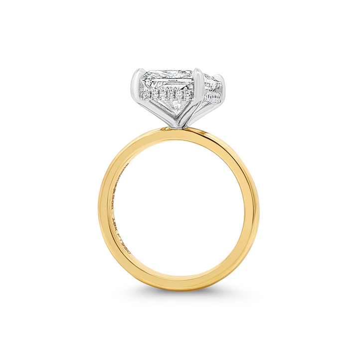 18K Yellow Gold & Platinum Hidden Halo Lab Grown Diamond Semi-Mount Engagement Ring