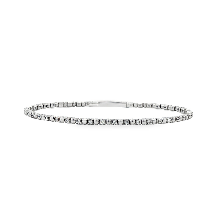 14K White Gold Diamond and Bead Flexi Bracelet – 0.38ctw.