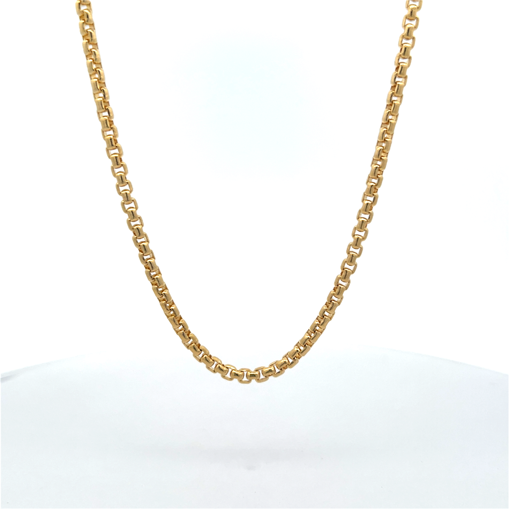 14K Yellow Gold Polished Box Chain 3.3mm Wide 22"