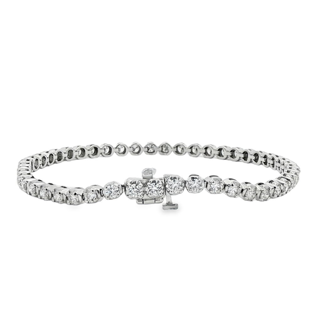 14K White Gold 3.5mm Natural Diamond Tennis Bracelet – 3.13ctw.