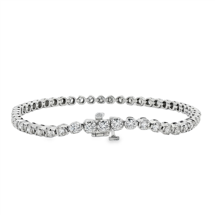 14K White Gold 3.5mm Natural Diamond Tennis Bracelet – 3.13ctw.