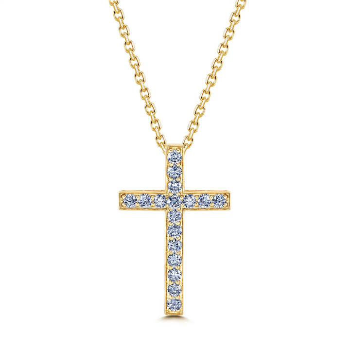 18K Yellow Gold Diamond Cross Pendant 0.58ctw.