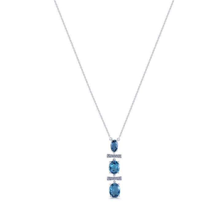 14K White Gold Blue Topaz Pendant 2.34ctw.