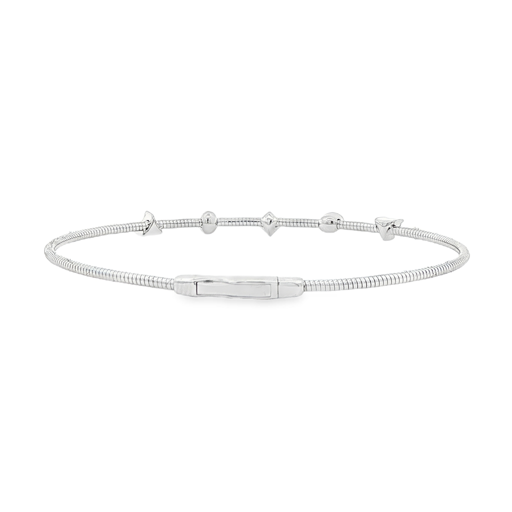 14K White Gold Multi-Shape Diamond Flexi Bangle – 0.18ctw.