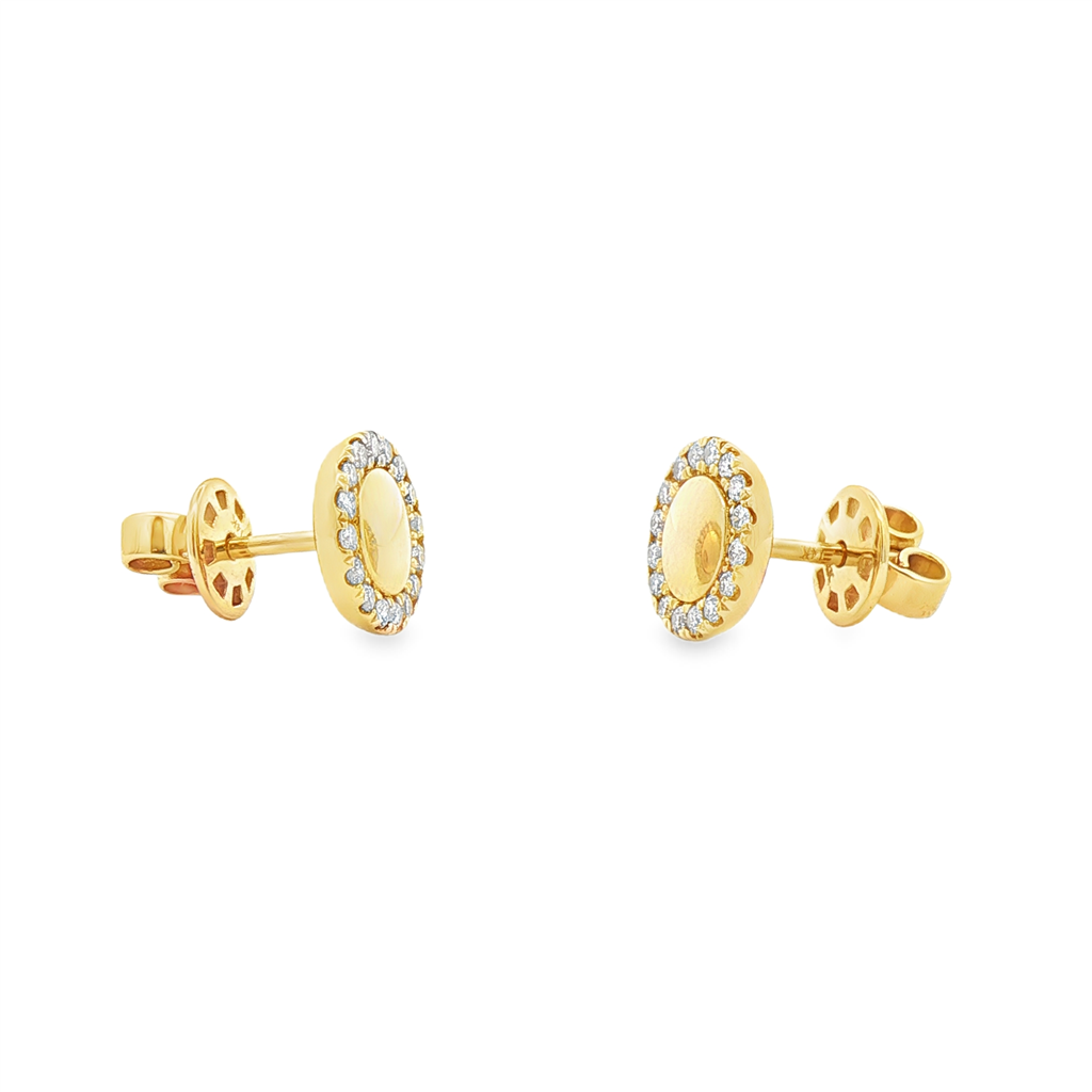 14K Yellow Gold Natural Diamond Circle Stud Earrings – 9mm, 2.6g