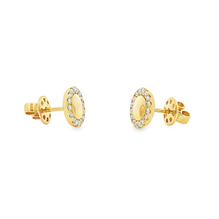14K Yellow Gold Natural Diamond Circle Stud Earrings – 9mm, 2.6g