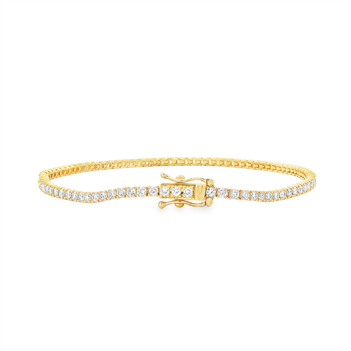 14K Yellow Gold Natural Diamond 2.2mm Tennis Bracelet – 1.93ctw.