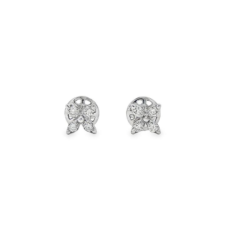 14K White Gold Butterfly Diamond Stud Earrings – 0.24ctw.