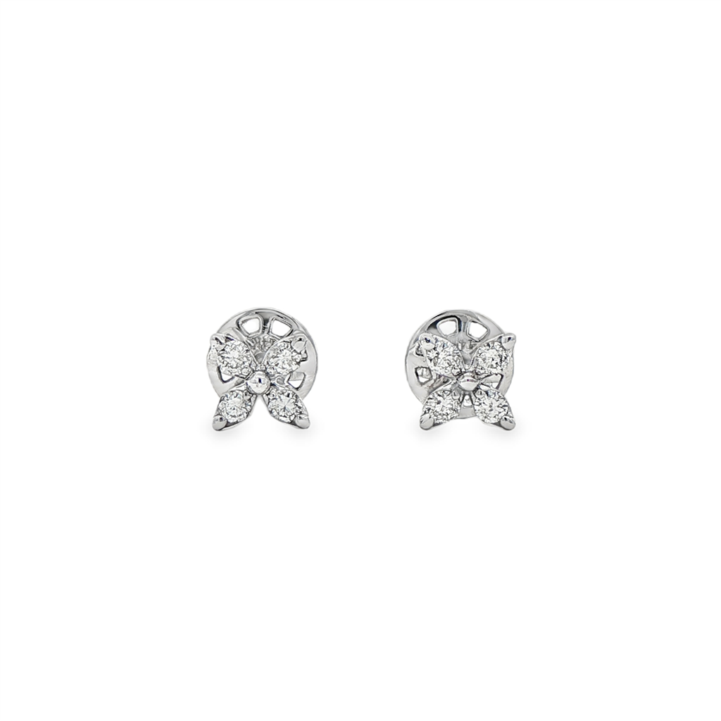 14K White Gold Butterfly Natural Diamond Stud Earrings – 0.24ctw.