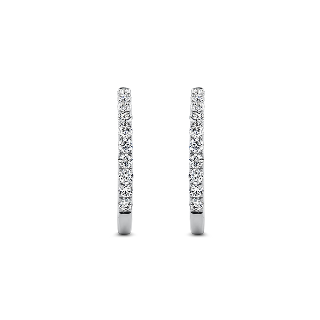 14K White Gold 23x2.2mm Diamond Oval Hoop Earrings – 0.77ctw.