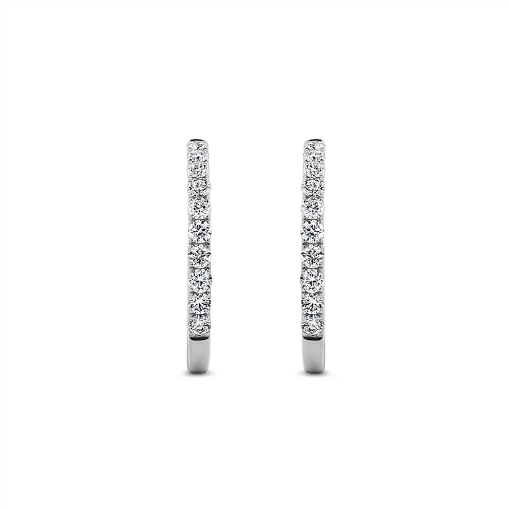 14K White Gold 23x2.2mm Diamond Oval Hoop Earrings – 0.77ctw.
