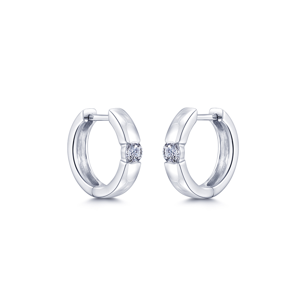 14K White Gold Diamond Hoops 0.24ctw.