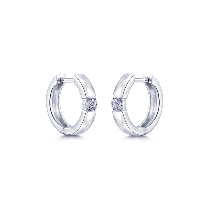 14K White Gold Diamond Hoops 0.24ctw.