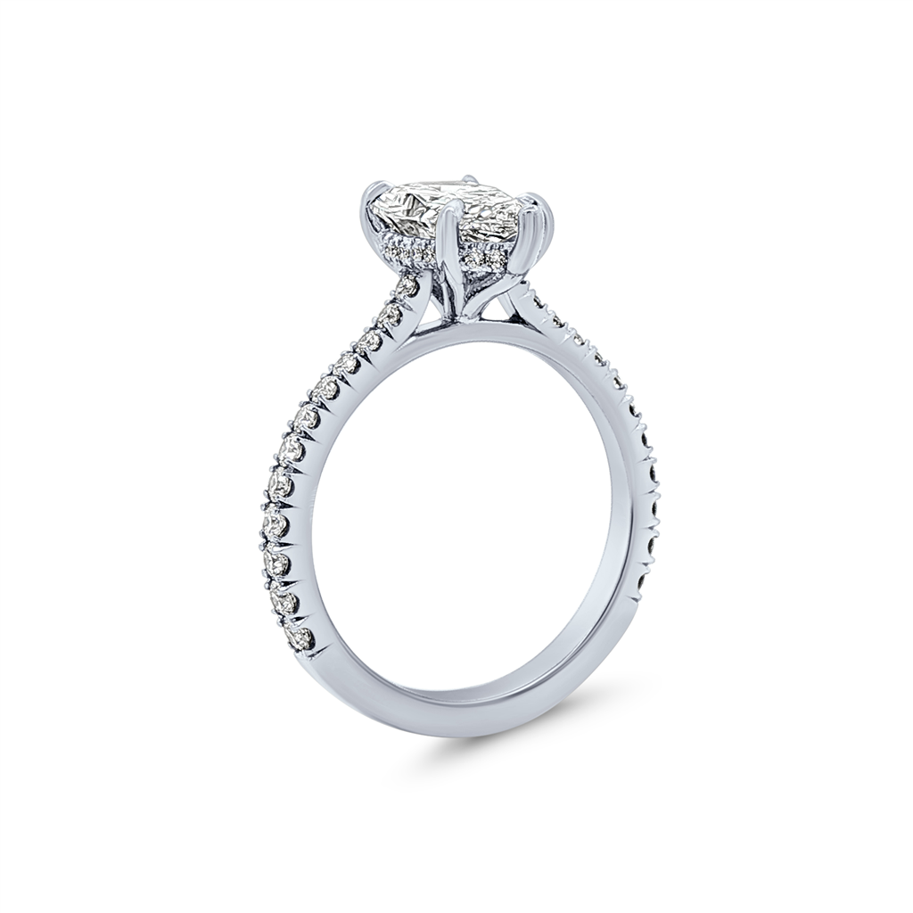 Platinum Hidden Halo Natural Diamond Semi-Mount Engagement Ring