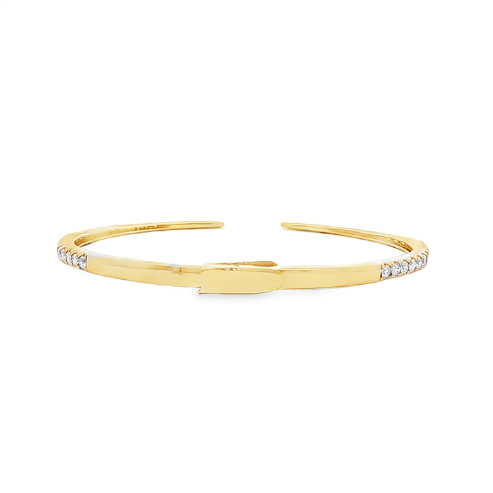 14K Yellow Gold Open Cuff Diamond Bracelet - 0.52ctw.