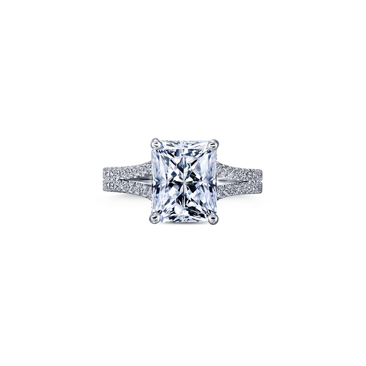 18K White Gold Double Shank Semi-Mount Engagement Ring 0.40ctw.