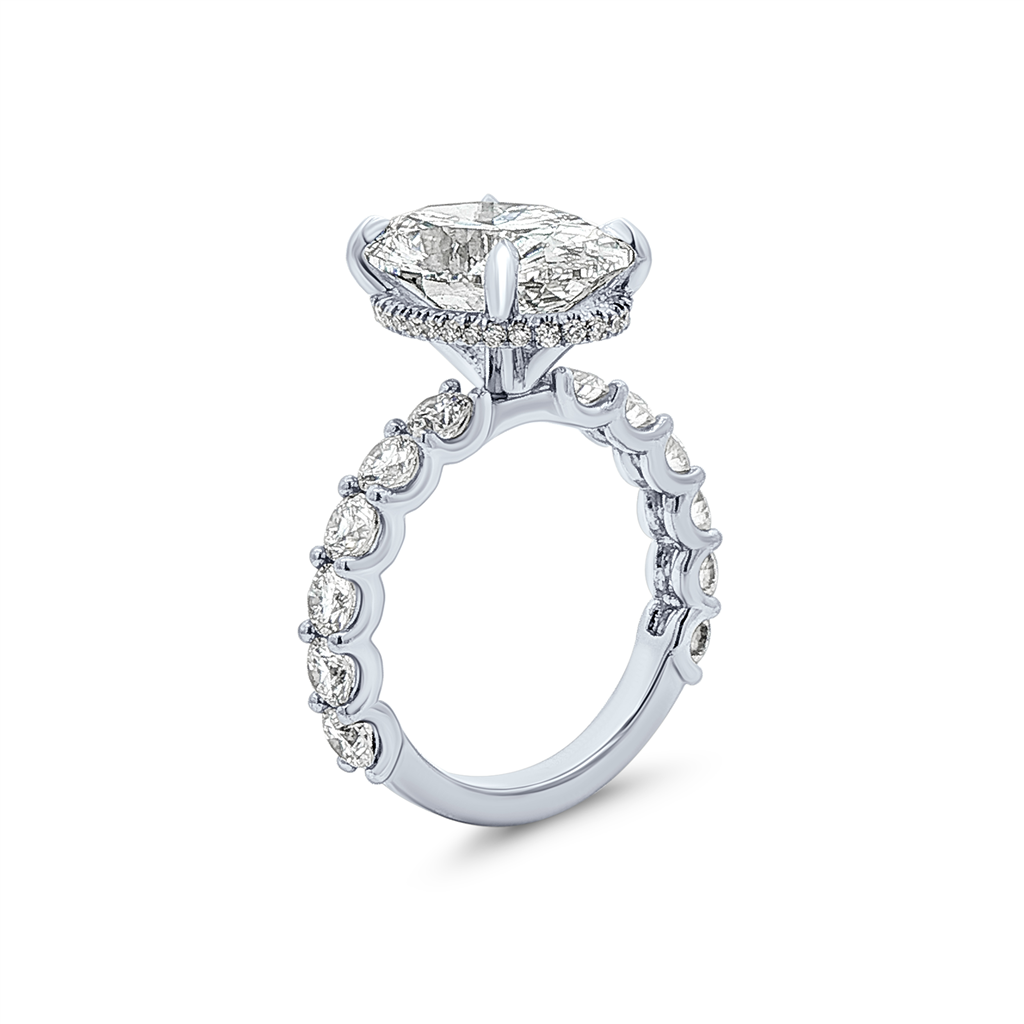 Platinum U-Prong Hidden Halo Lab Grown Diamond Semi-Mount Engagement Ring