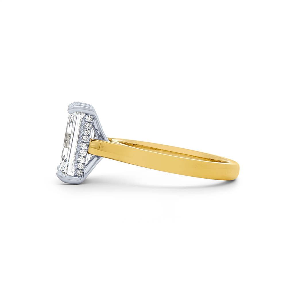 18K Yellow Gold/Platinum Lab Diamond Semi-Mount Engagement Ring – 0.08ctw