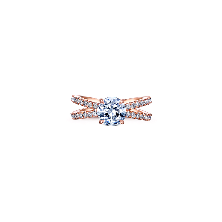 14K Rose Gold Diamond Double Shank Semi-Mount Engagement Ring 1.00ctw.