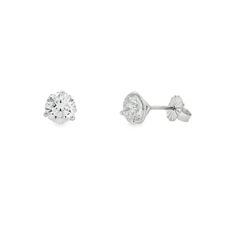 14K White Gold Natural Diamond Stud Earrings – 1.61ctw, GIA Certified, 1.1g
