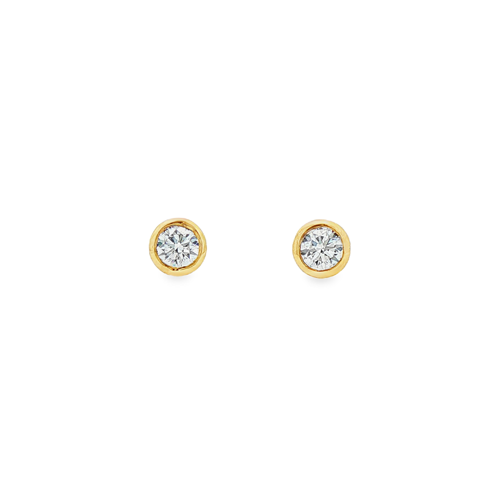 14K Yellow Gold Lab Diamond Bezel Stud Earrings – 0.53ctw, VVS2–VS1, D–E