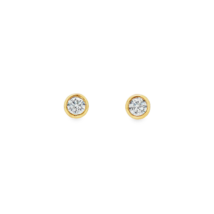14K Yellow Gold Lab Diamond Bezel Stud Earrings – 0.53ctw, VVS2–VS1, D–E