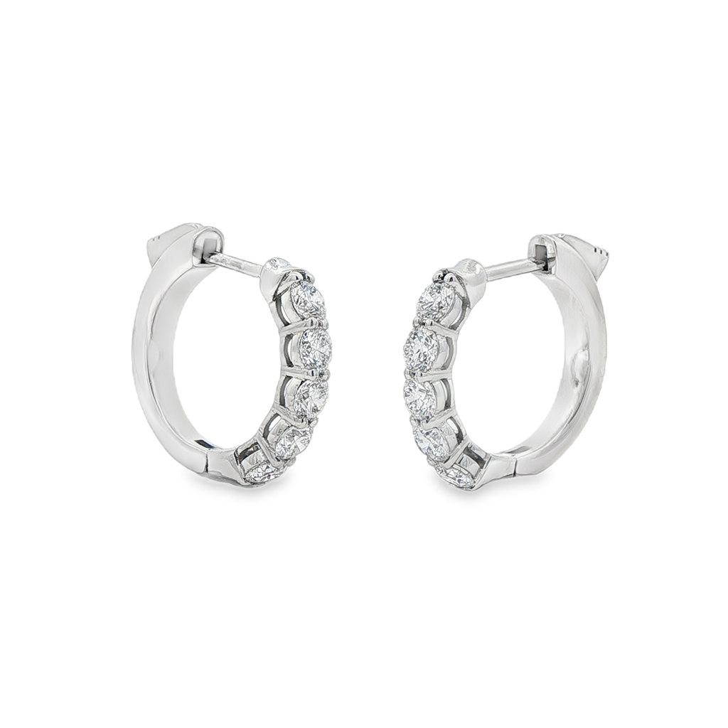 14K White Gold Lab Diamond Hoop Earrings – 1.05ctw, 16x3mm, DEF VS–VVS, 4.7g