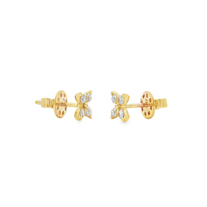 14K Yellow Gold Butterfly Natural Diamond Stud Earrings – 0.37ctw, 6.5mm, 1.8g