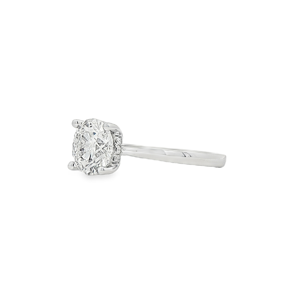 14K White Gold Hidden Halo Lab Grown Diamond Engagement Ring – 2.12ctw.