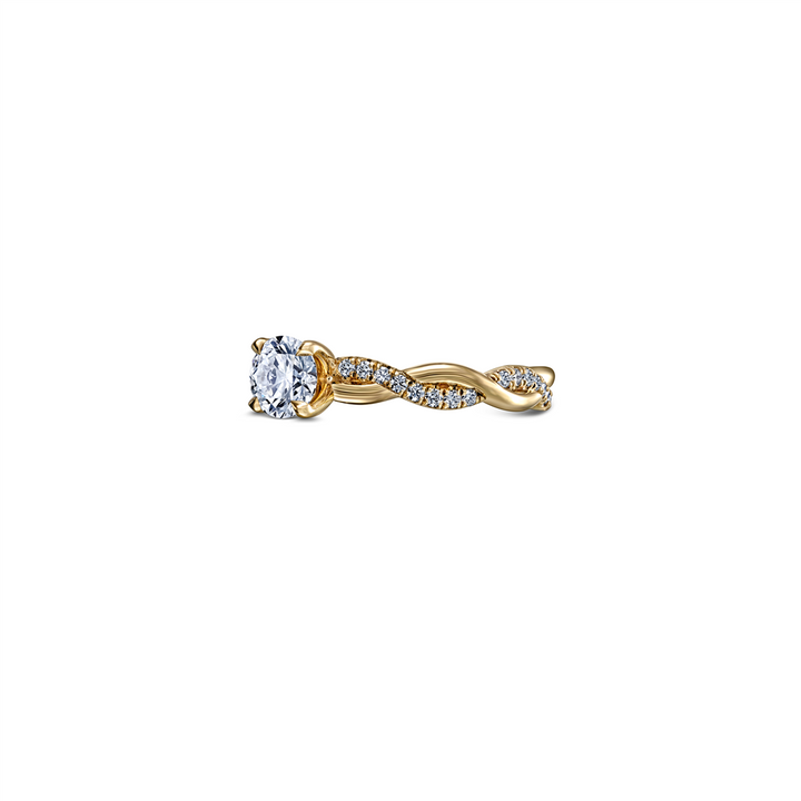 14K Yellow Gold Twist Semi-Mount Engagement Ring 0.27ctw.