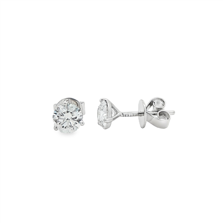 14K White Gold Lab Diamond Stud Earrings – 1.26ctw, D VS1, Martini Setting, 1.5g