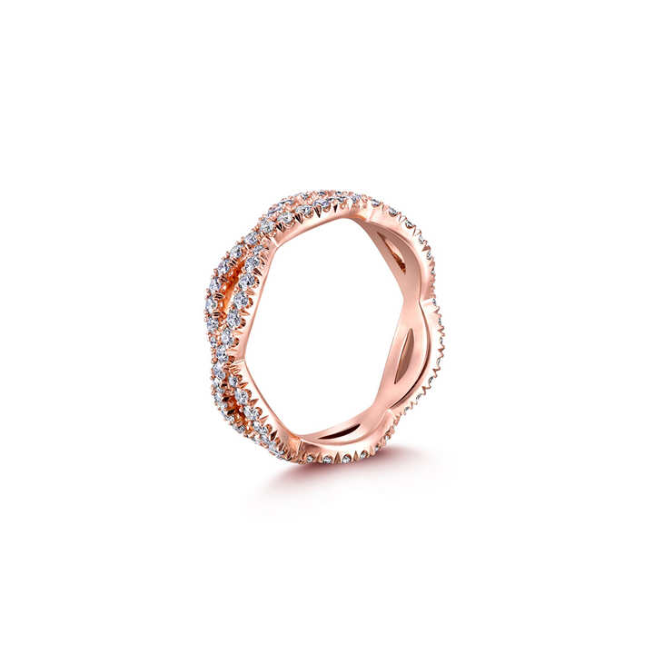 14K Rose Gold Open Twist Diamond Eternity Band 0.91ctw.