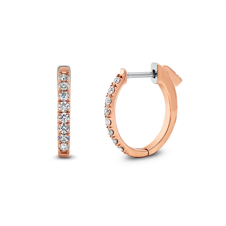 14K Rose Gold Natural Diamond 18.5mm Oval Hoop Earrings – 0.48ctw