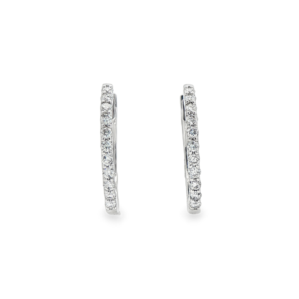 14K White Gold 16x1.5mm Natural Diamond Hoop Earrings – 0.33ctw.