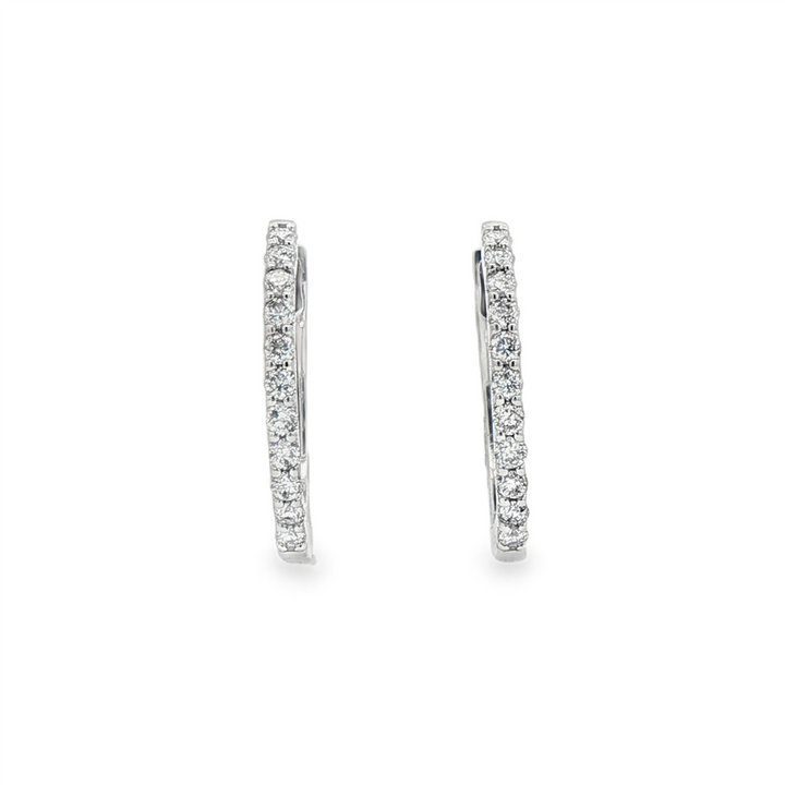 14K White Gold 16x1.5mm Natural Diamond Hoop Earrings – 0.33ctw.