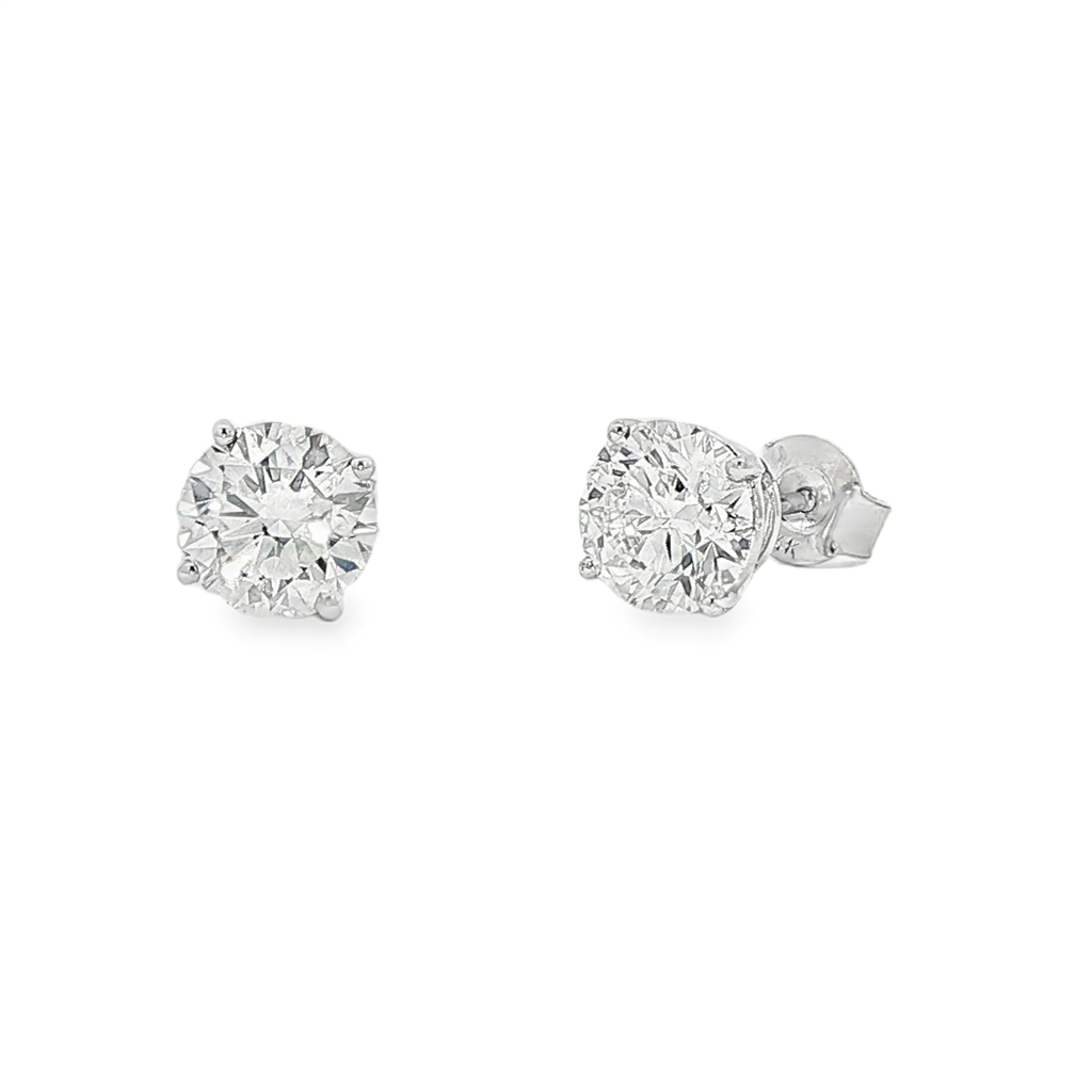 14K White Gold Lab Grown Diamond Stud Earrings – 3.02ctw.
