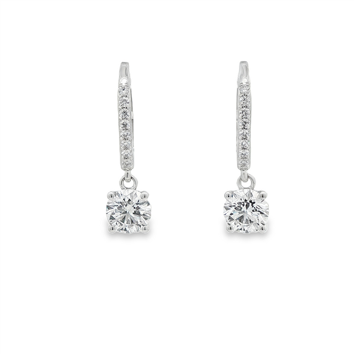 14K White Gold Lab-Grown Diamond Dangle Earrings – 2.30ctw.