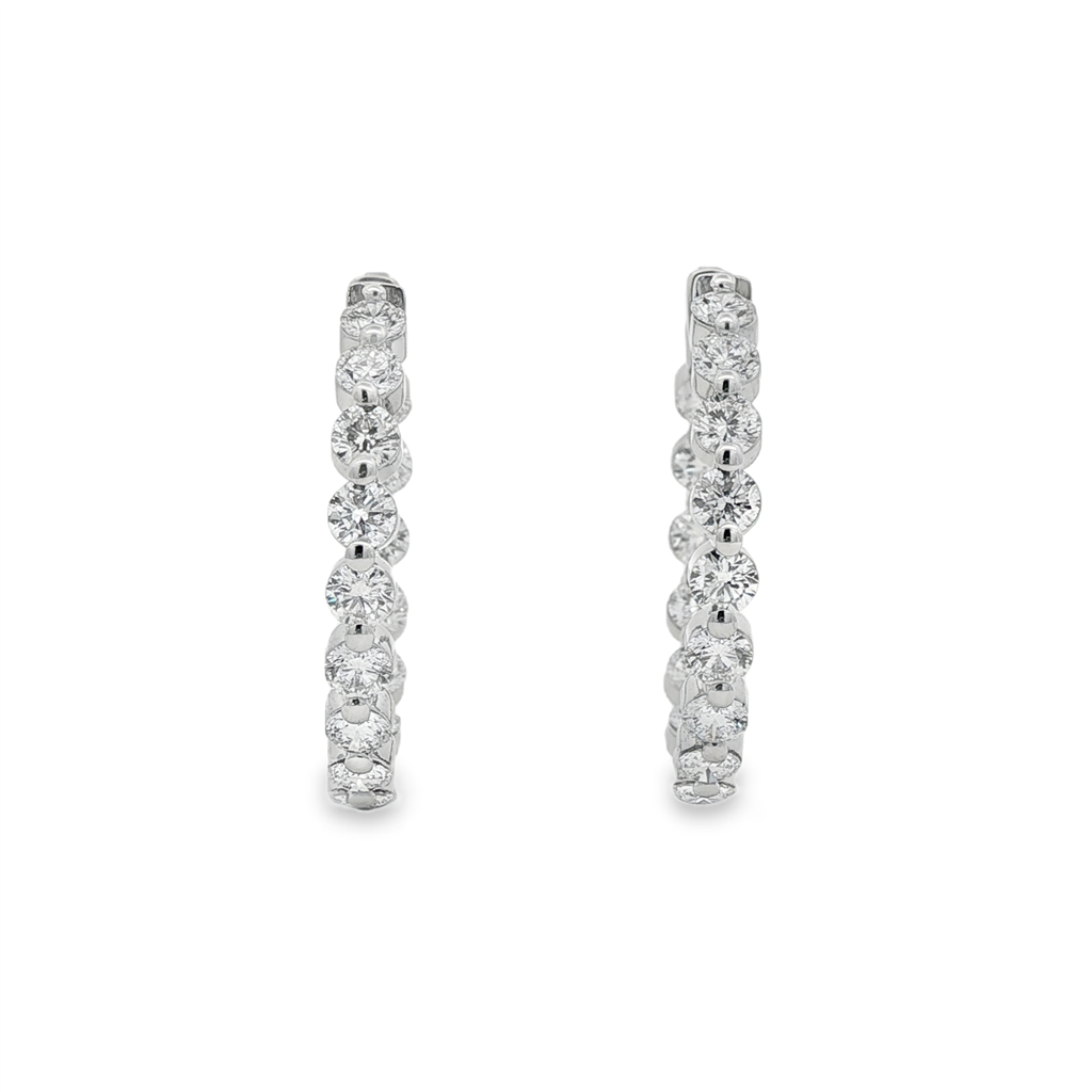 14K White Gold 27mm Inside-Out Lab Grown Diamond Hoop Earrings – 3.94ctw.
