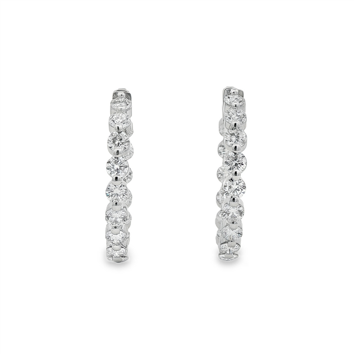 14K White Gold 27mm Inside-Out Lab Grown Diamond Hoop Earrings – 3.94ctw.