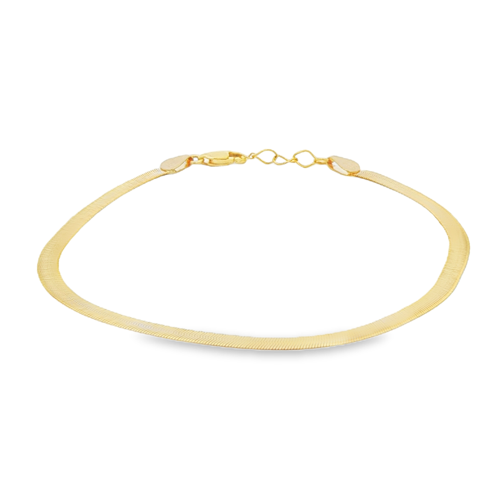 14K Yellow Gold Herringbone Bracelet – 3mm, 7–7.75", 2g