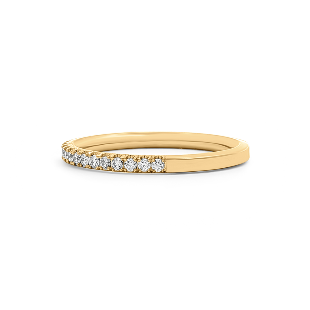 14K Yellow Gold Natural Diamond Band – 1.8mm, Size 6.5, approx. 0.21 CTW, 1.7g