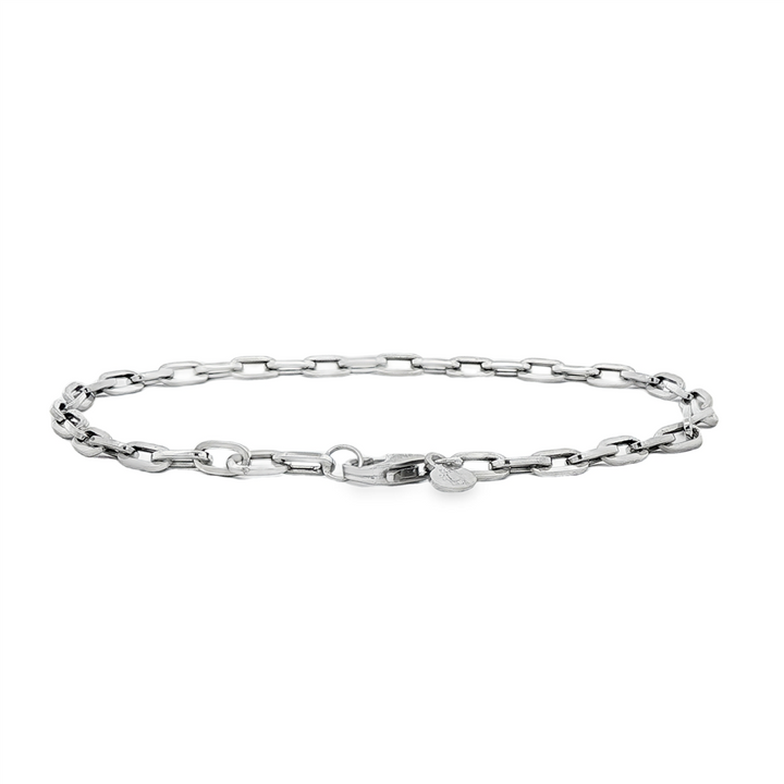 14K White Gold Hollow Paperclip Bracelet 3x6mm, 7.5" – 2g