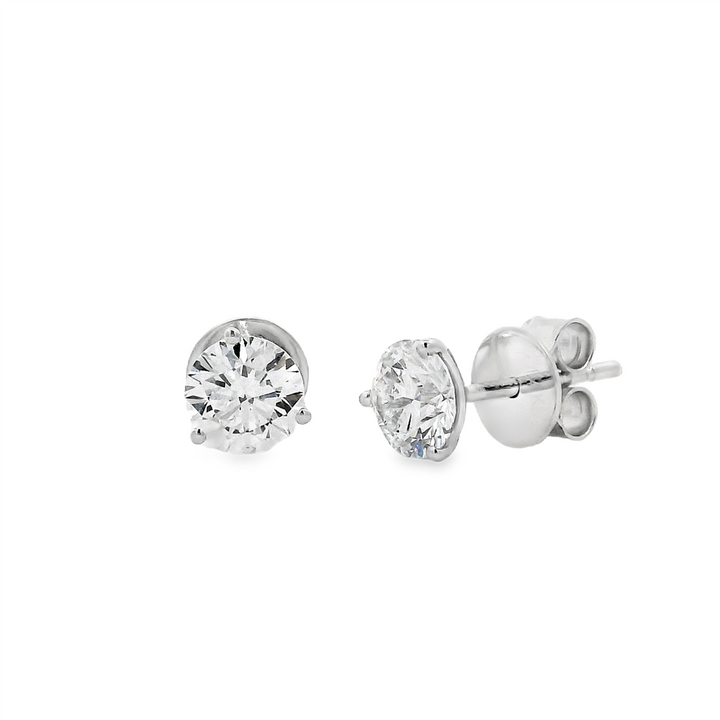 14K White Gold 1.06ctw Round Lab Grown Diamond Stud Earrings – VVS2, D
