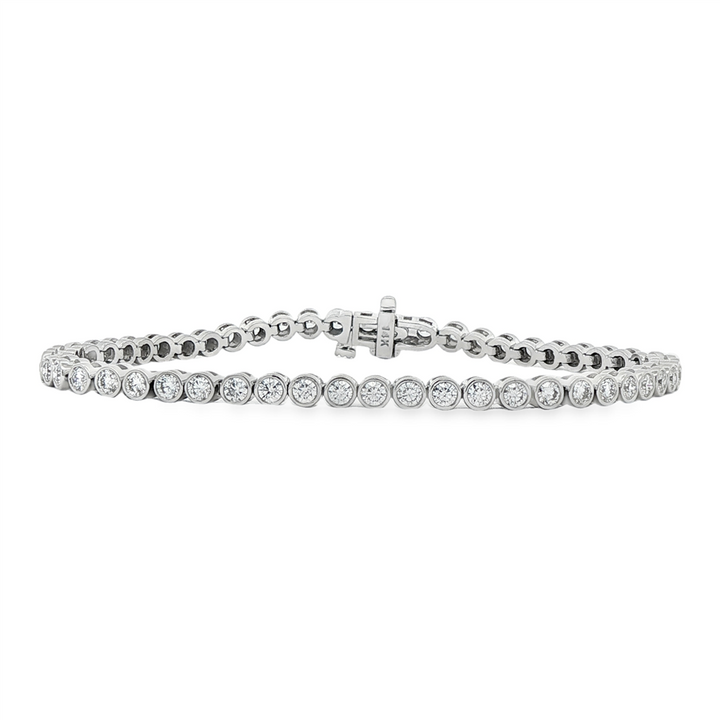 14K White Gold Lab-Grown Bezel Diamond Tennis Bracelet – 3.10ctw