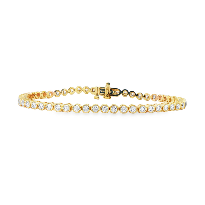 14K Yellow Gold Lab-Grown Bezel Diamond Tennis Bracelet – 3.15ctw