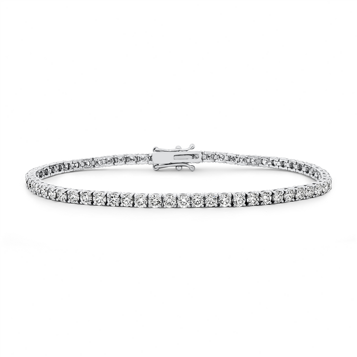 14K White Gold Natural Diamond Tennis Bracelet – 5.10 CTW, 7"