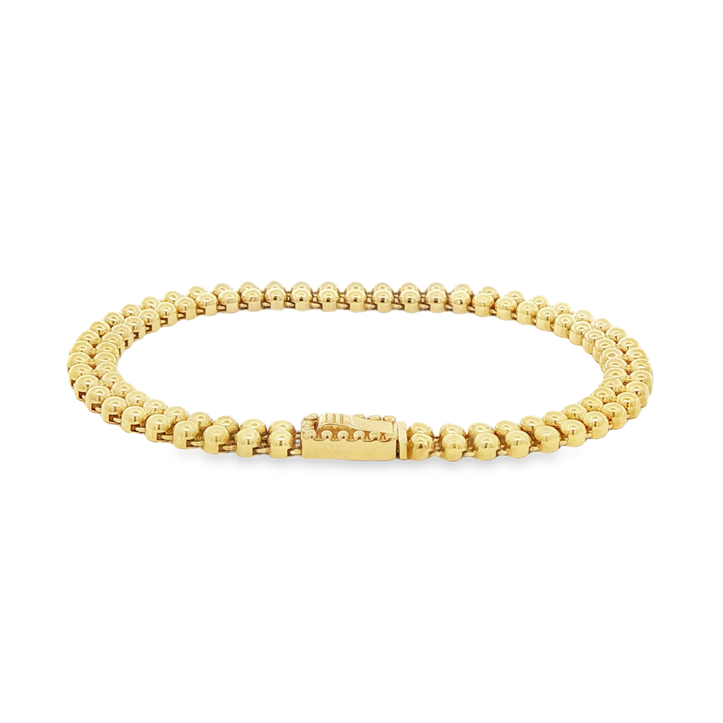 14K Yellow Gold Bead Bracelet – 5.9mm, 7", 8.9g