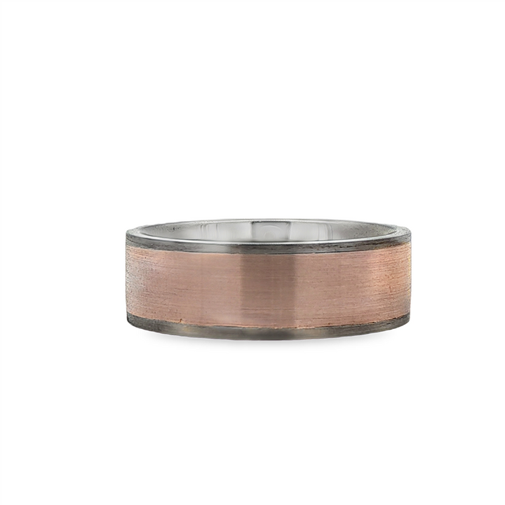 14K Rose & Grey Gold Flat Brushed Band – 6.5mm