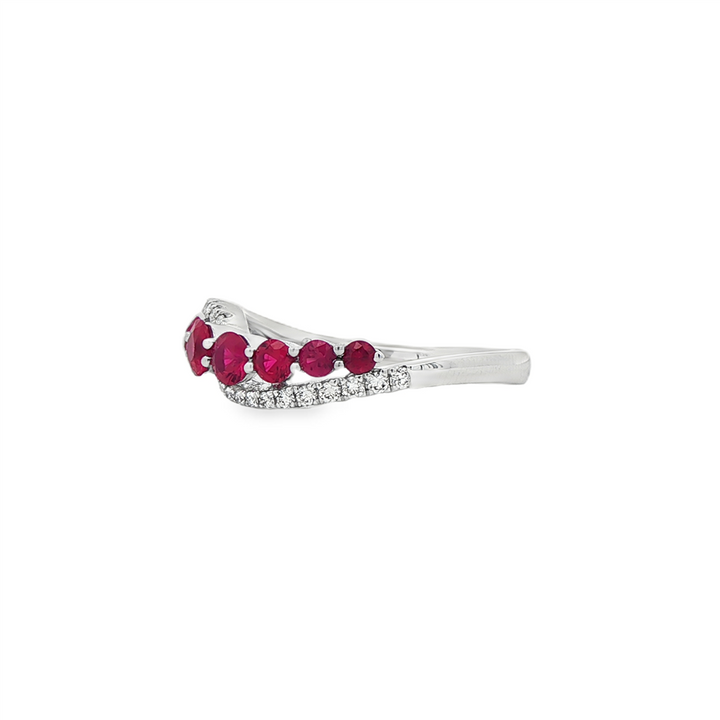 Platinum Ruby & Diamond Ring – 0.85ctw Rubies, 0.16ctw Diamonds