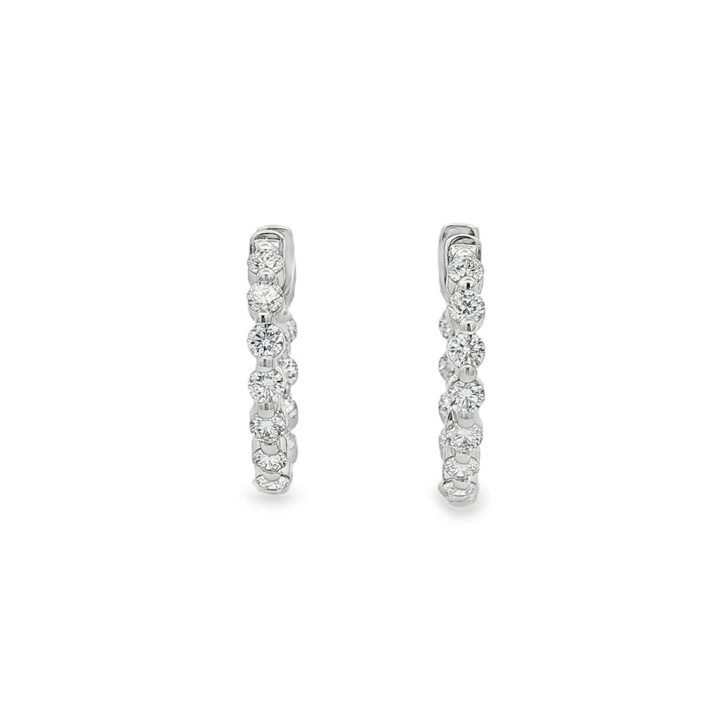 14K White Gold Inside-Out Lab Diamond Hoop Earrings – 18.9x2.5mm, 1.22ctw, 4g